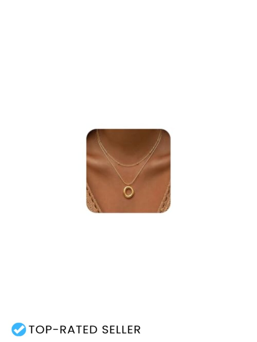 14k Gold Plated Layered Pendant Necklace for Women - Bubble Circle Snake Chain